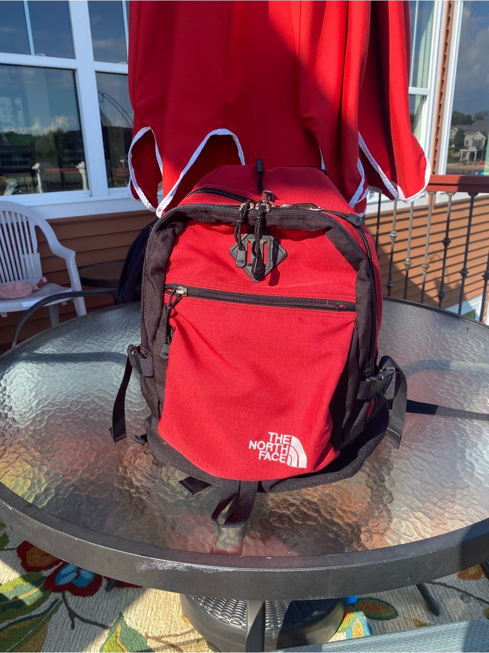 Vintage The North Face Backpack Red Black Hiking Daypack Y2K Outdoor TNF